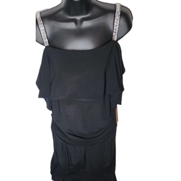 R&M Richards Womens Embellished Wide-Leg Cold-Shoulder Jumpsuit Plus Size 18 W. - Picture 4 of 14